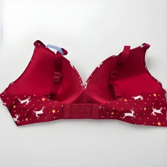 Ambrielle Women’s Bra 40B & Hipster Panty 1X Set Organic Cotton Deer Print - Picture 3 of 14